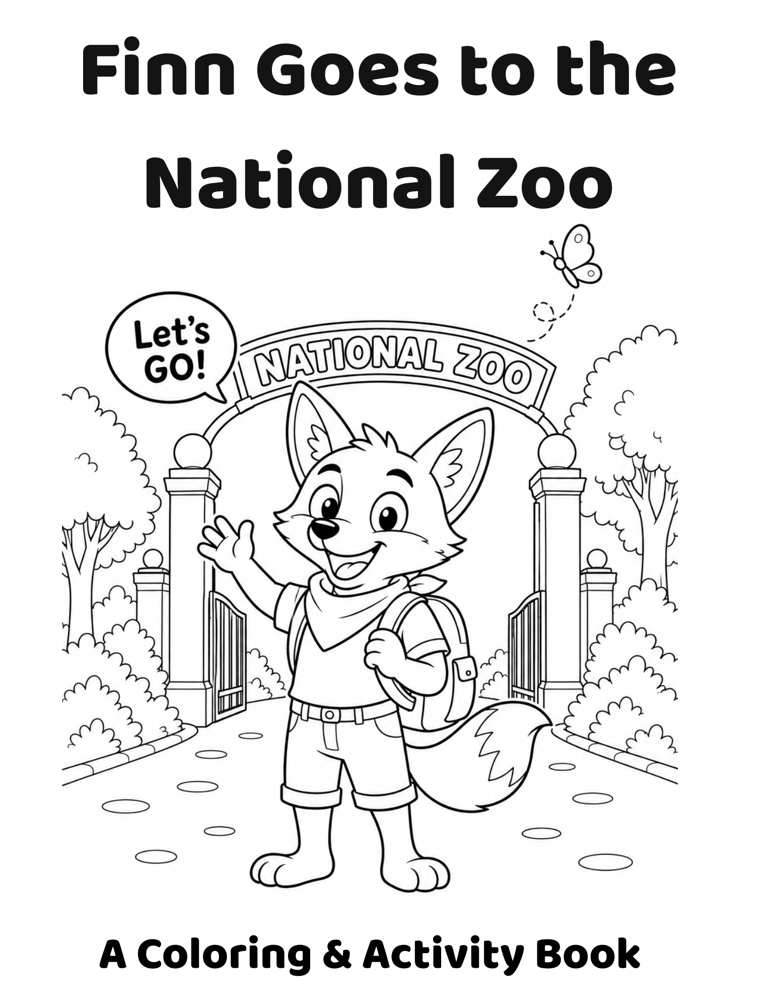 Finn Goes to the National Zoo, free coloring book for kids ages 2-6