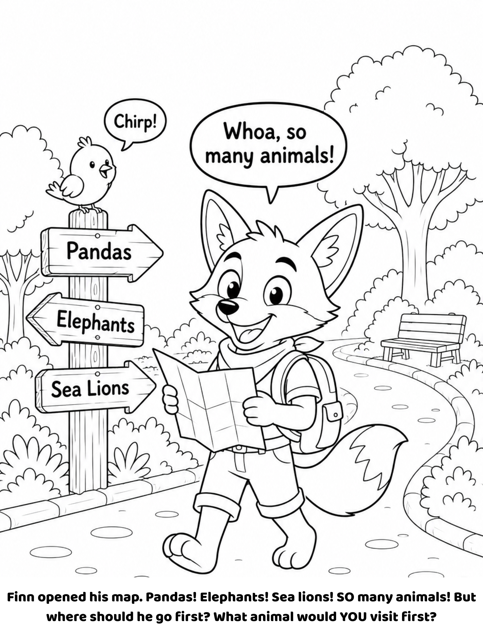Zoo map coloring page
