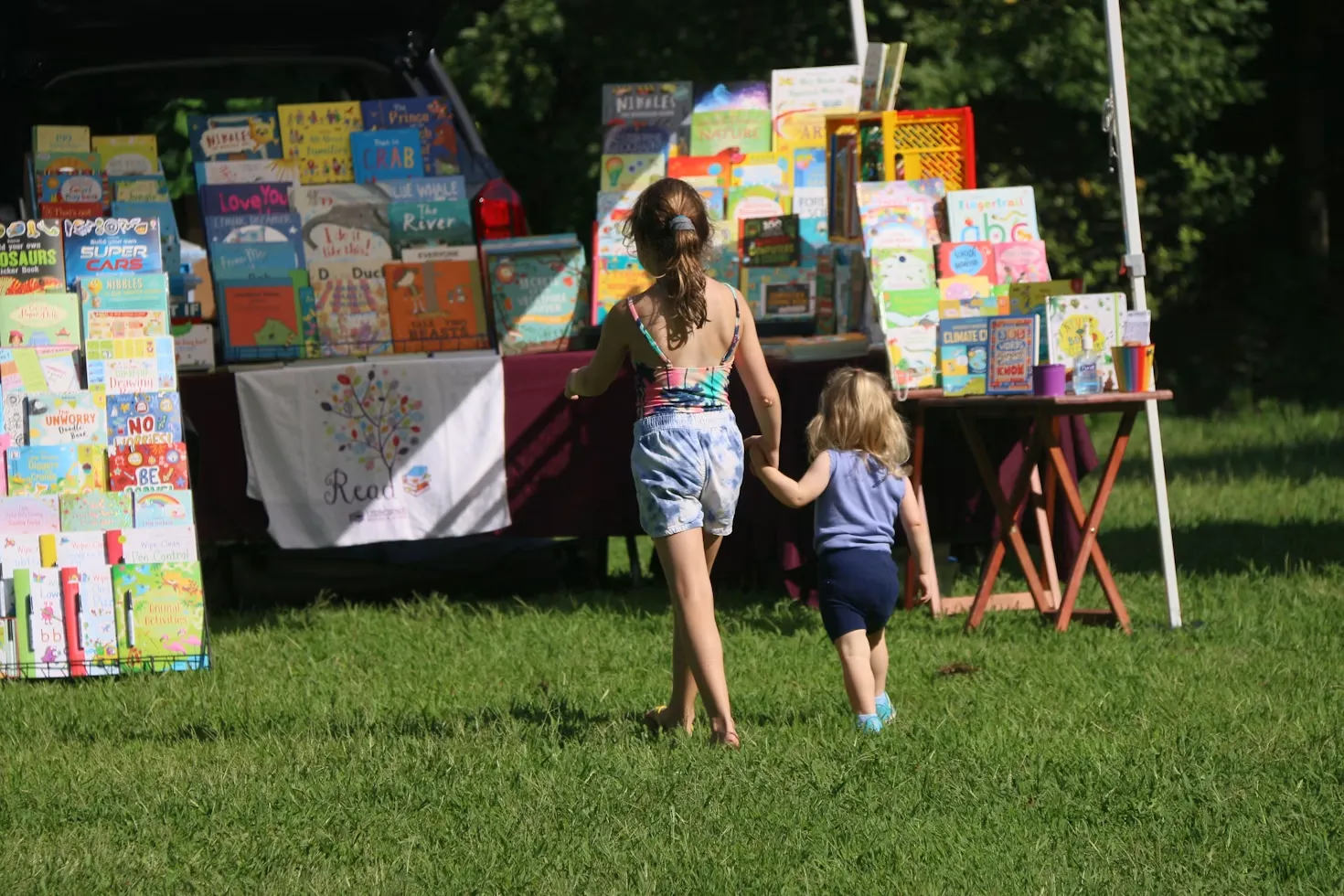 Families browsing the National Book Festival at a library, the National Book Festival in Washington DC
