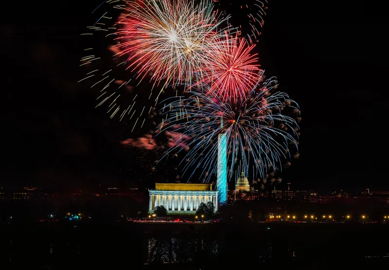 July 4th fireworks over the National Mall for America 250