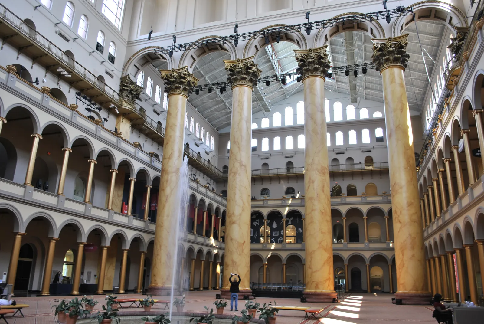 Kids climbing in THE PLAYGROUND installation at the National Building Museum