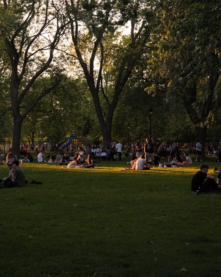 Families on the lawn at a free Strathmore summer concert